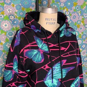 Vitriol Raye Butterfly Print Black Hoodie Size:S